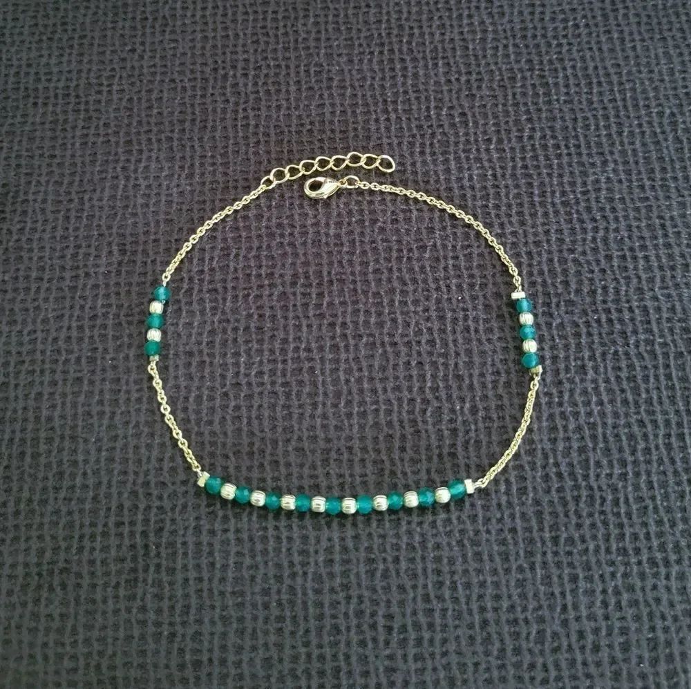 Shivam Green💚 Onyx Bead Anklet - Picture 3 of 15